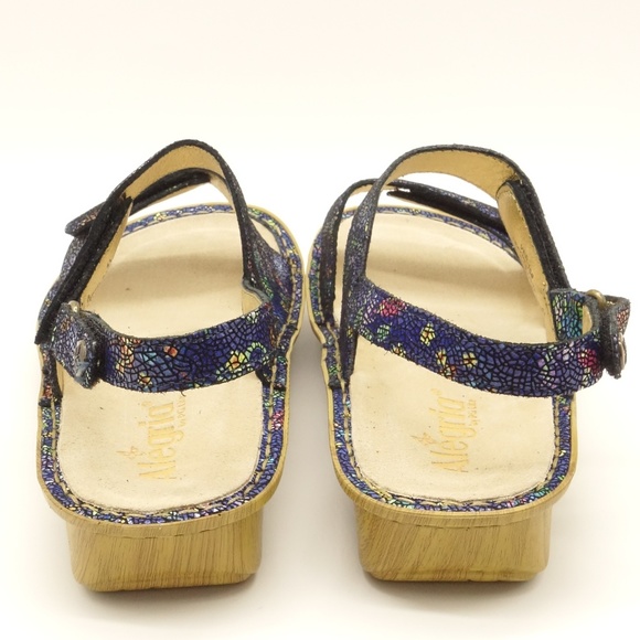 NWT ALEGRIA Verona Birdland Blue Leather Comfort Sandals Women's Sz 38 (8/8.5) - Picture 7 of 8